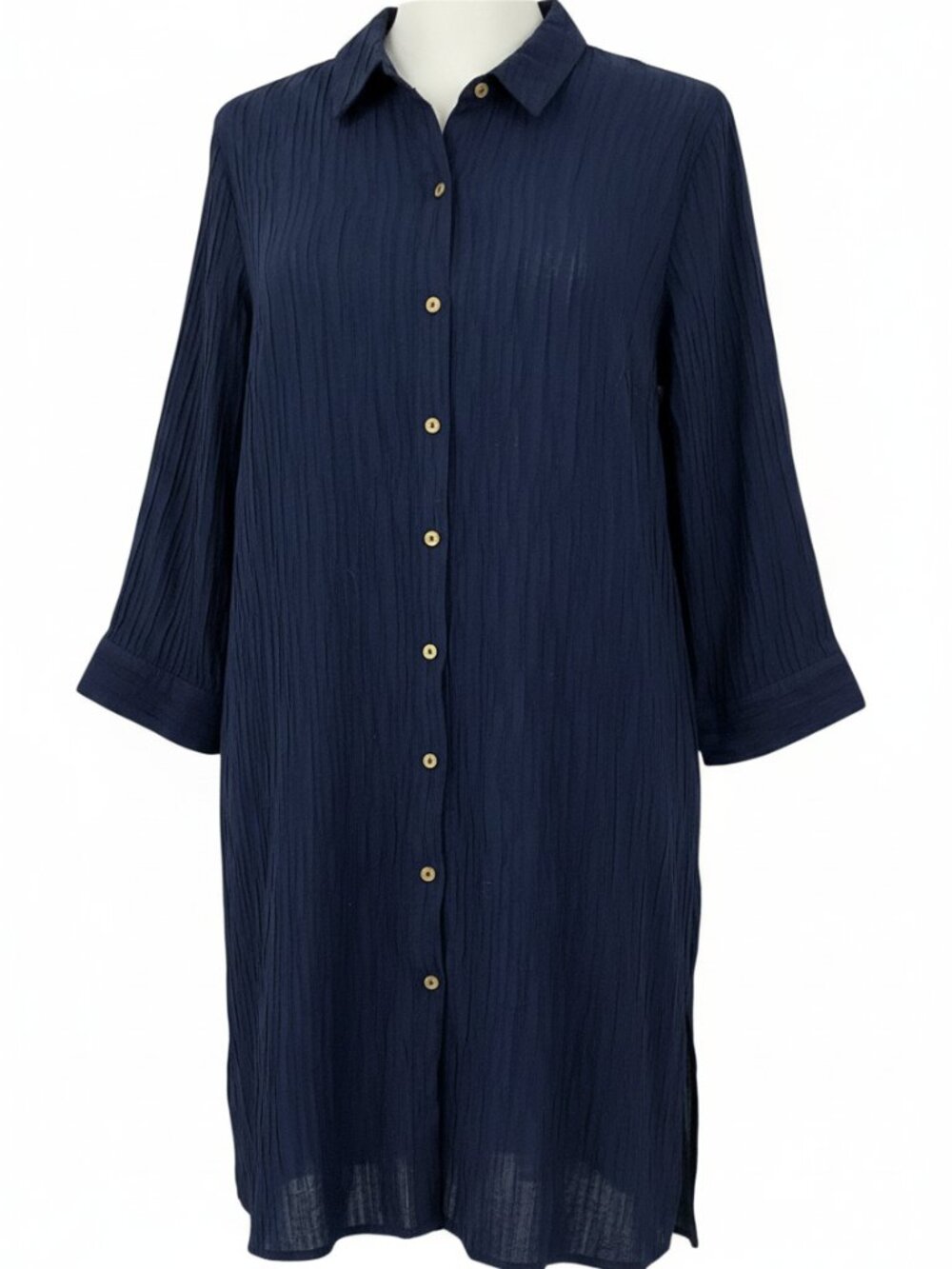 Ellen Tracy Long Blouse Navy Blue Womens sz Large